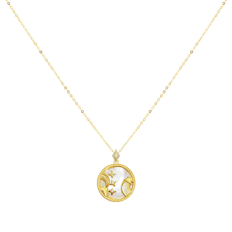 Pisces Gold Medallion Necklace