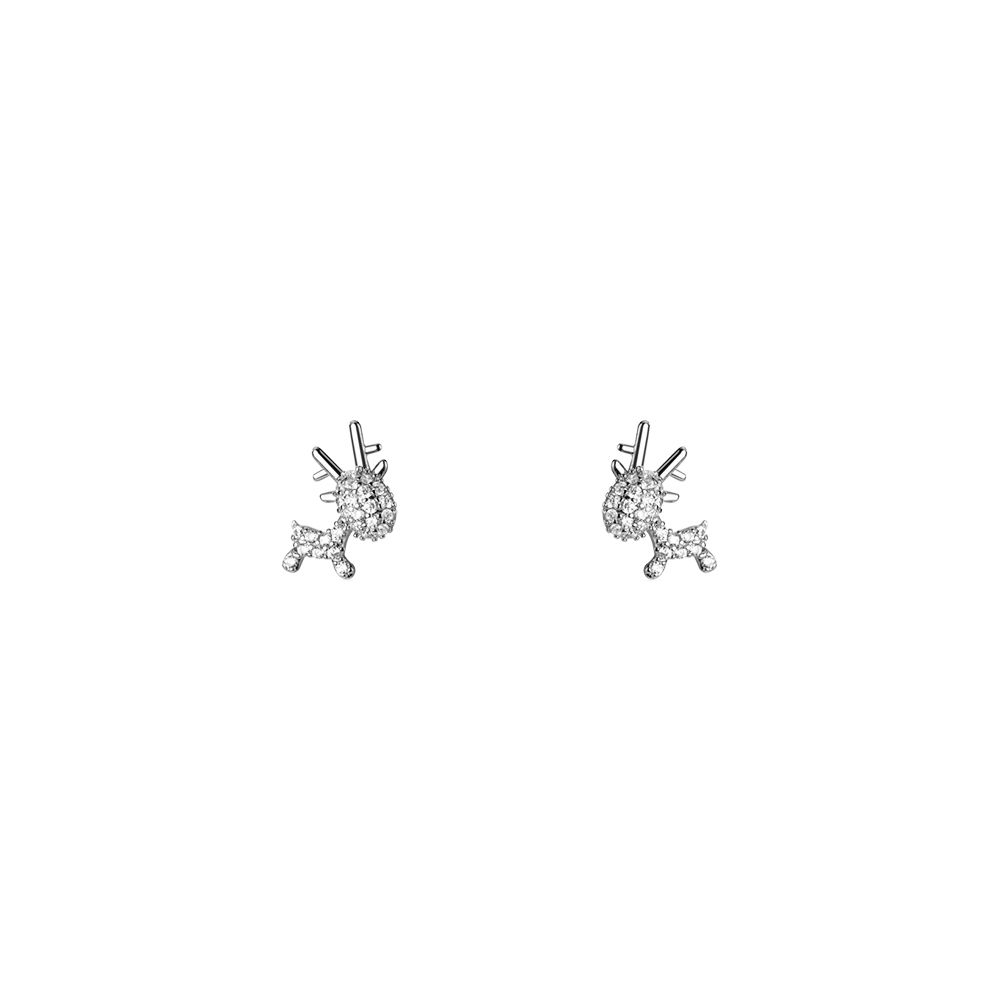 Merry Reindeer Earrings (Silver)