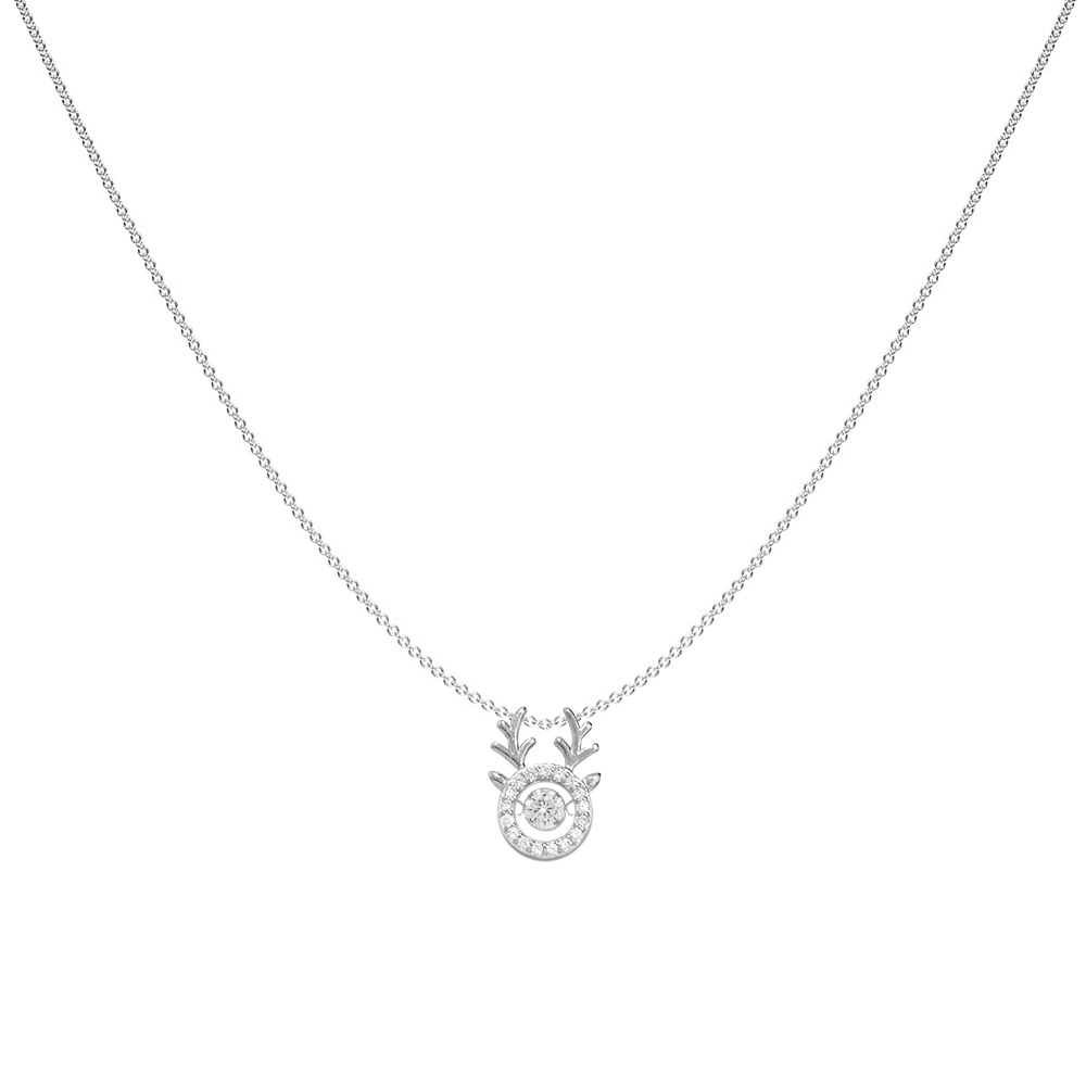 Reindeer Dancing Diamond Necklace (Silver)