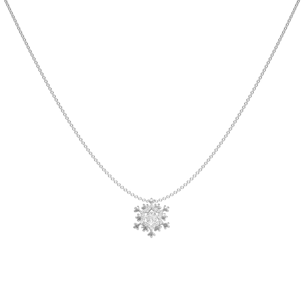 Snowflake Dancing Diamond Necklace (Silver)