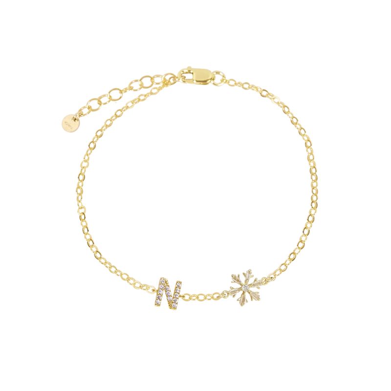 Pavé Initial with Snowflake Bracelet